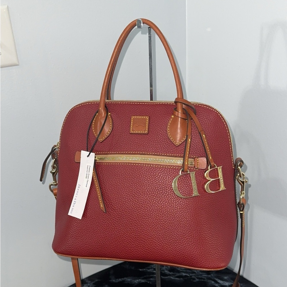 DOONEY & BOURKE Pebble Grain Domed Satchel Handbag Genuine Italian Leather NWT - Picture 3 of 13